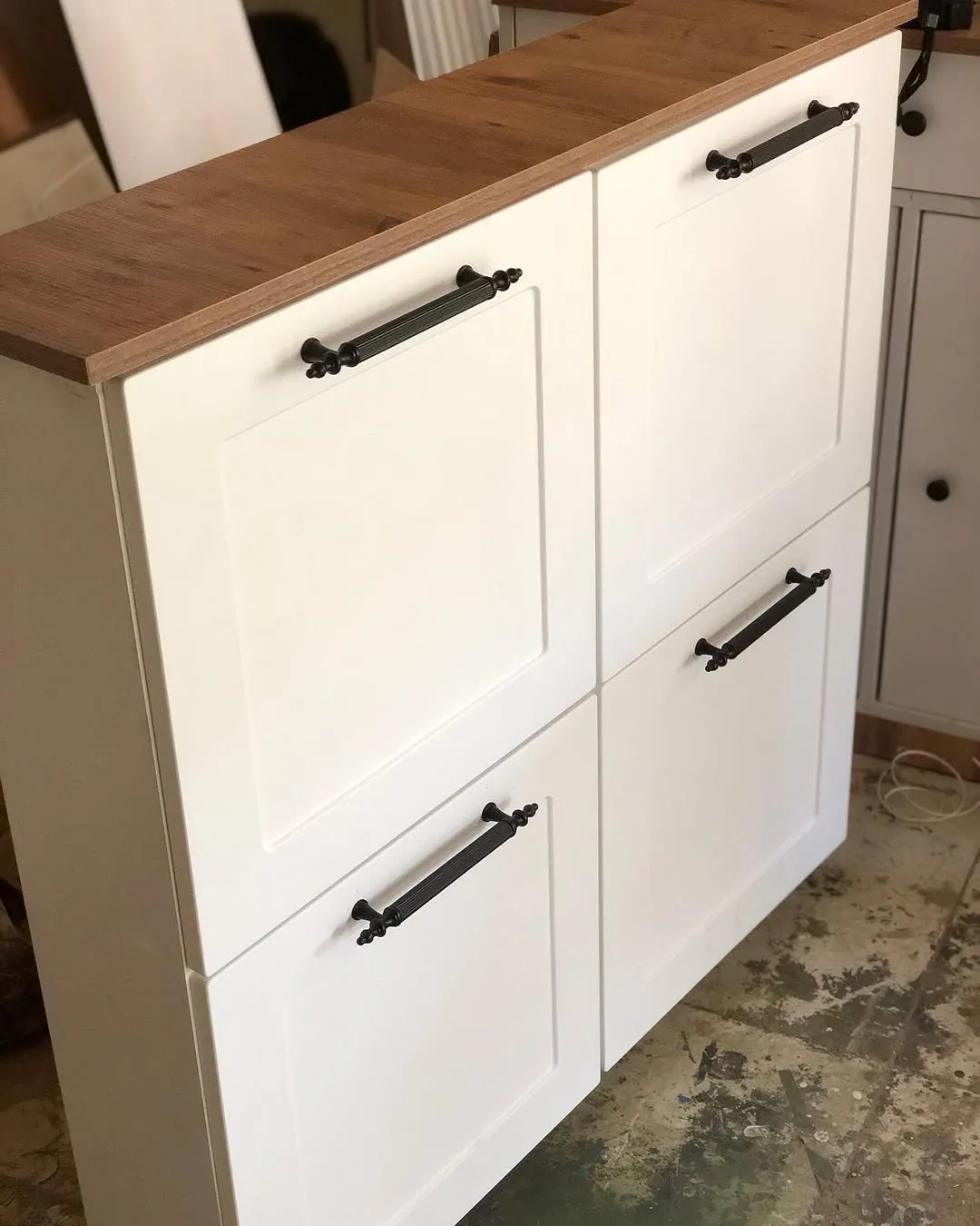 White Cabinet with Wooden Top