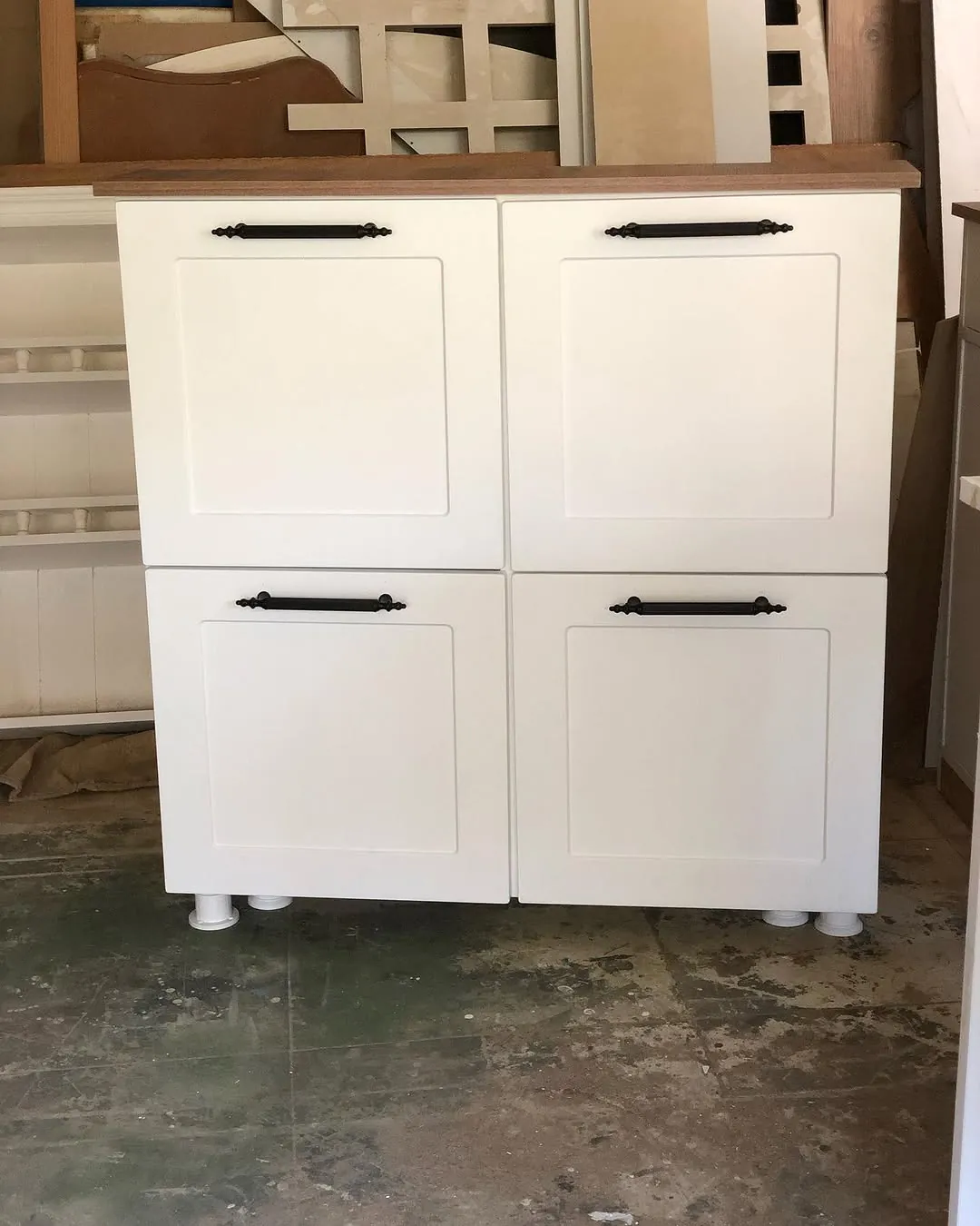 White Cabinet with Wooden Top