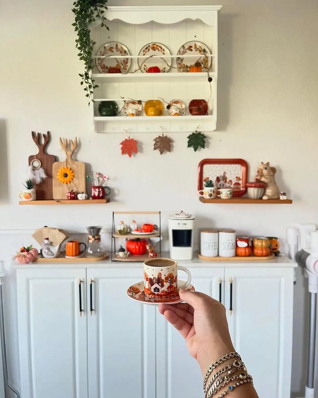 Autumn Themed Coffee Cup and Saucer Set