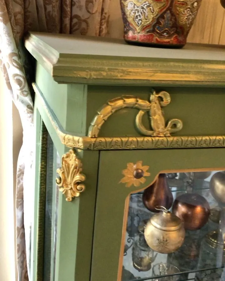 Vintage Green Display Cabinet