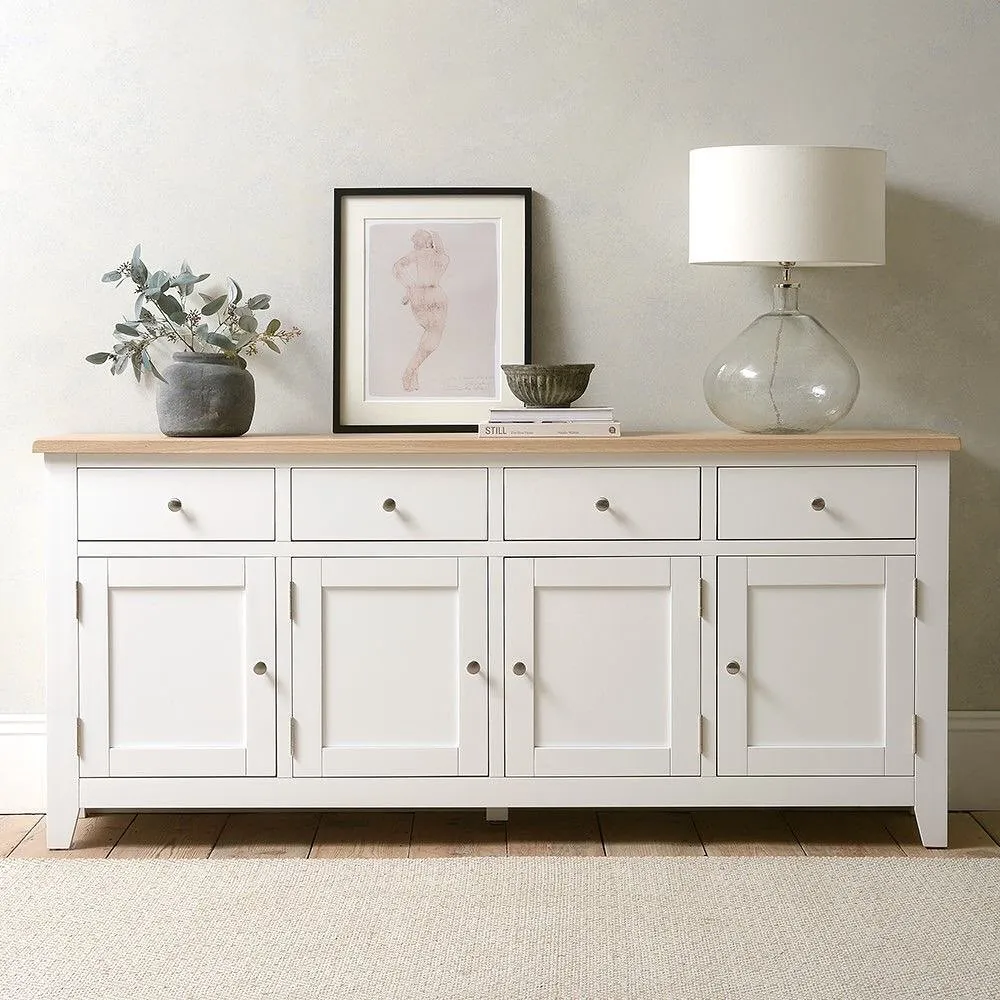 White Sideboard with Wooden Top