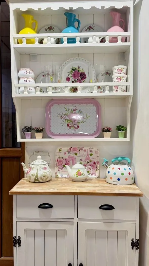 White Decorative Kitchen Storage Cabinet