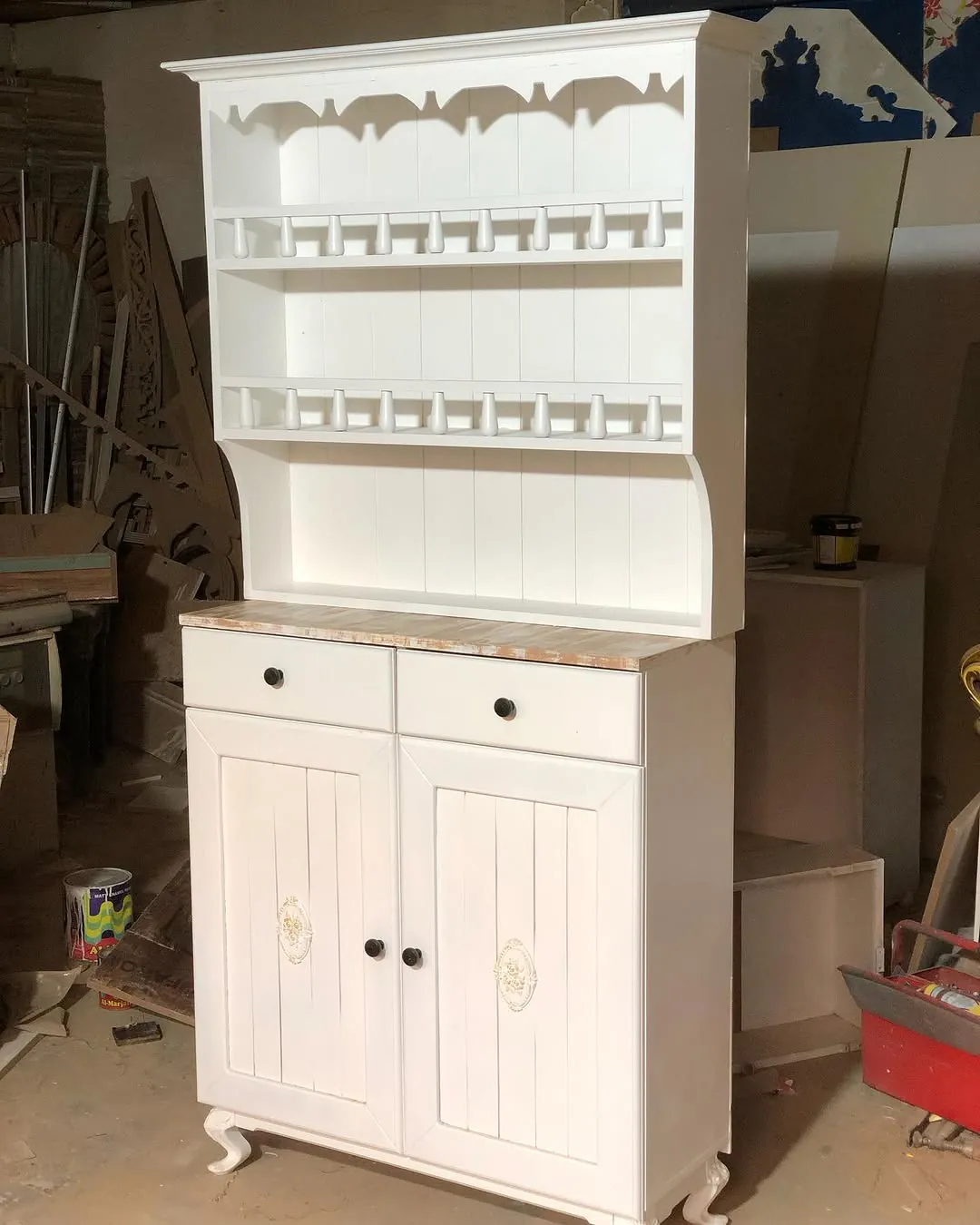 White Wooden Cabinet with Shelves