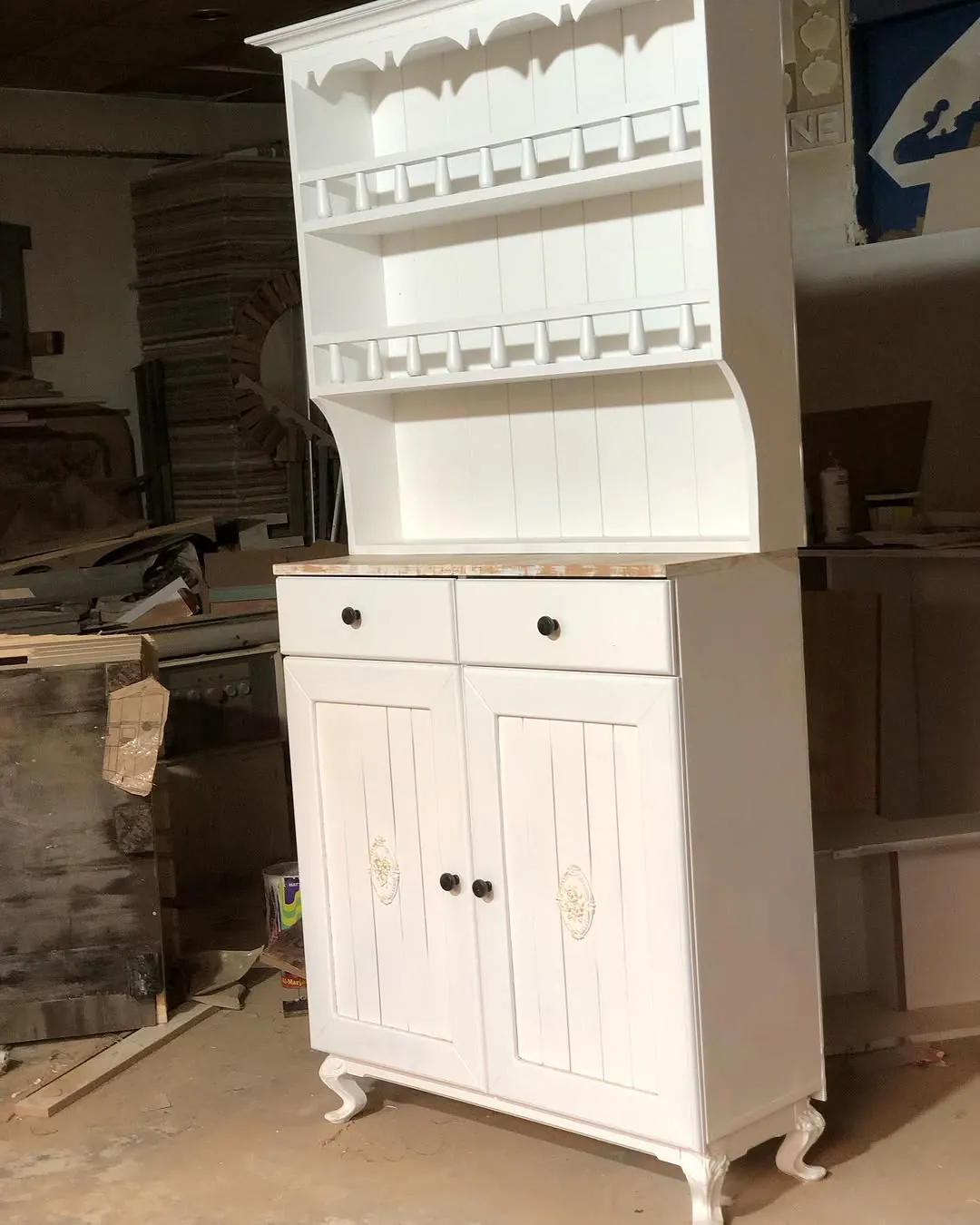White Wooden Cabinet with Shelves