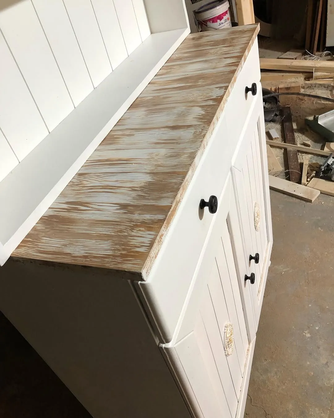White Wooden Cabinet with Shelves