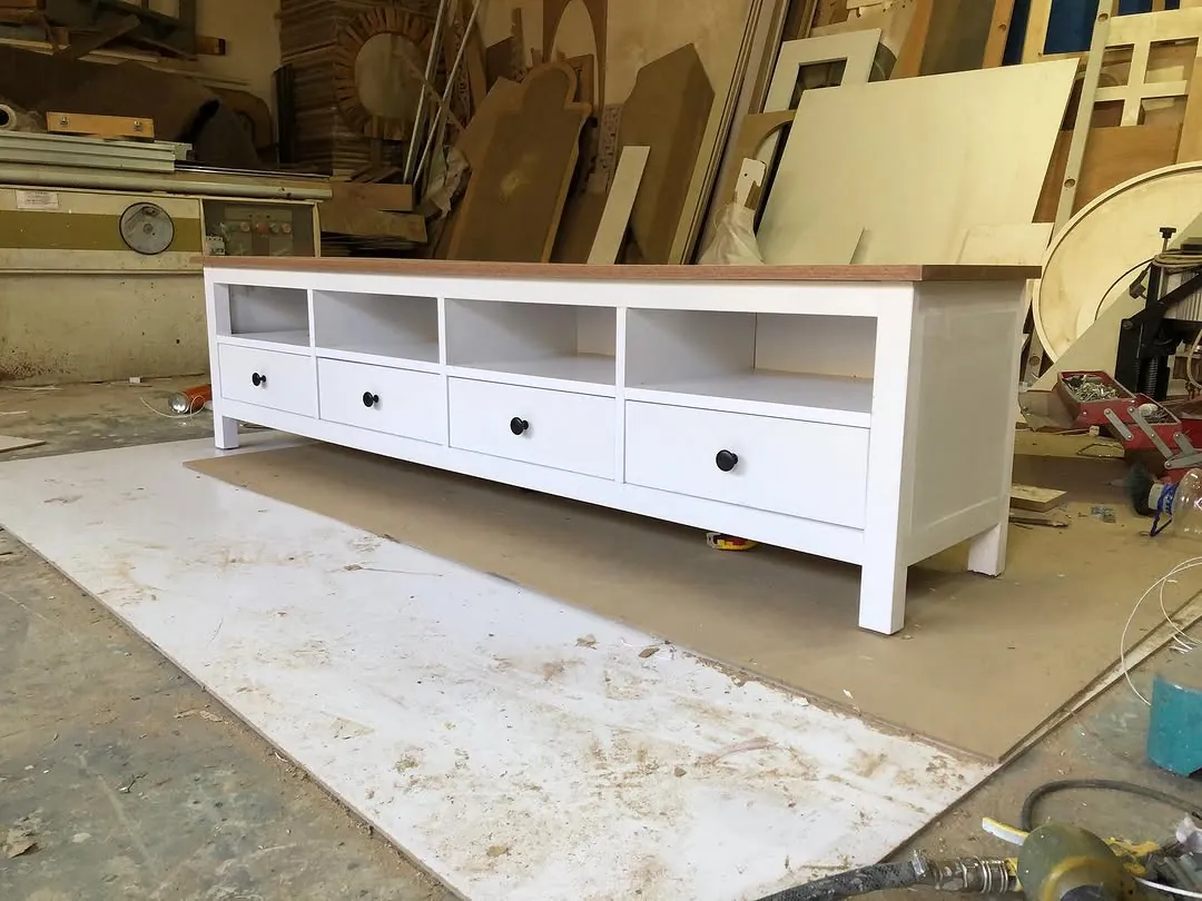 White TV Stand with Drawers