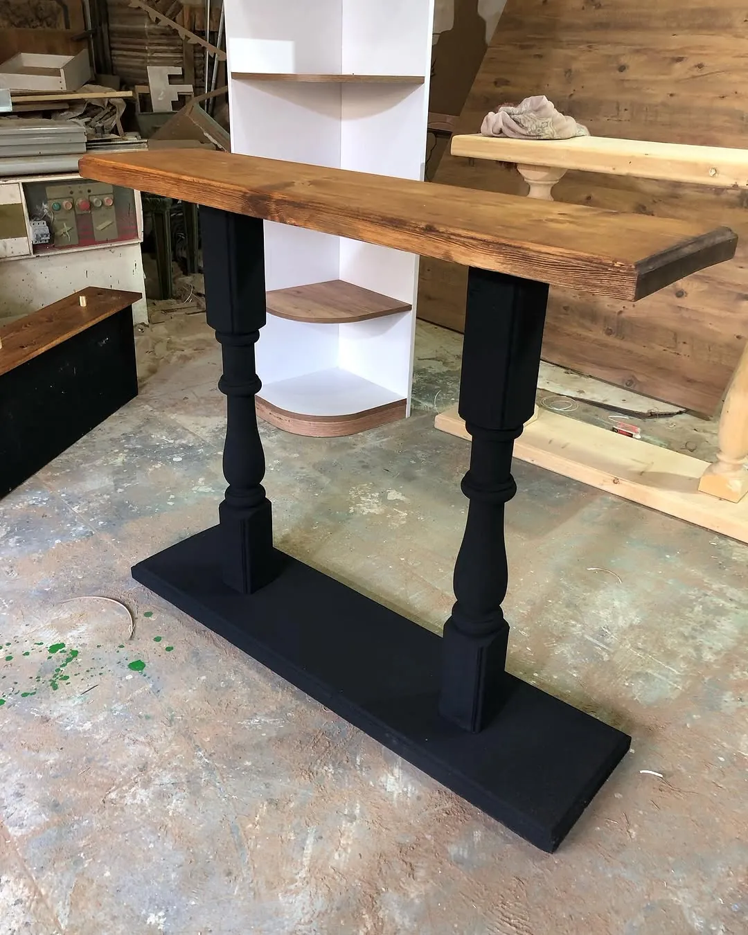 Wooden Console Table with Black Legs