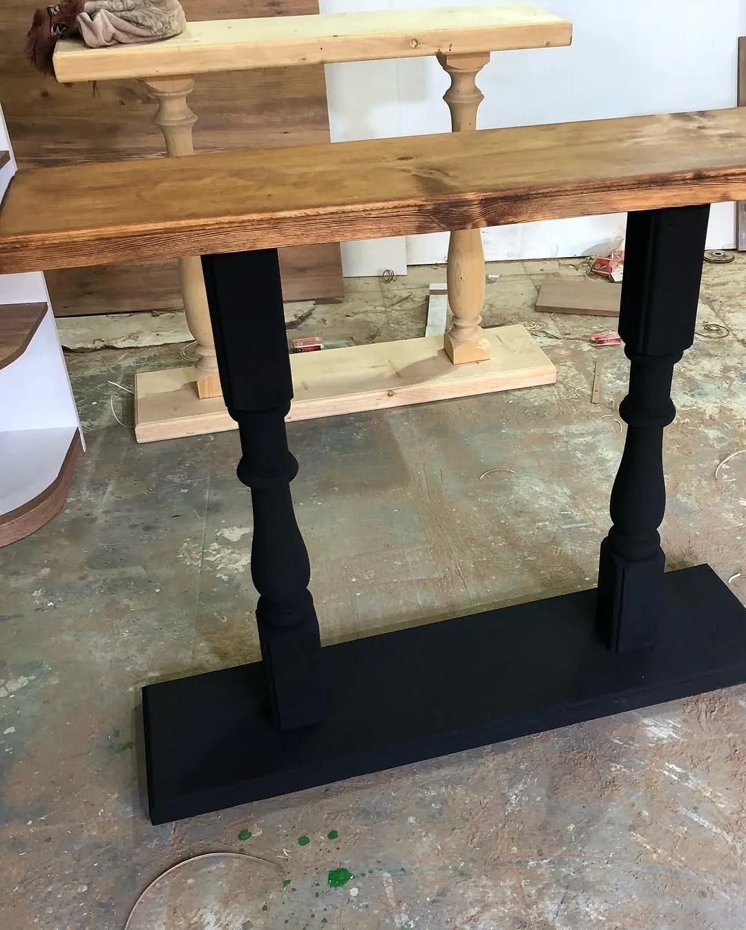 Wooden Console Table with Black Legs