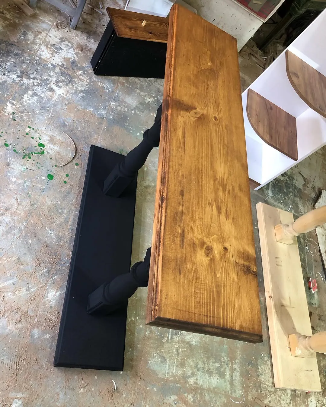 Wooden Console Table with Black Legs