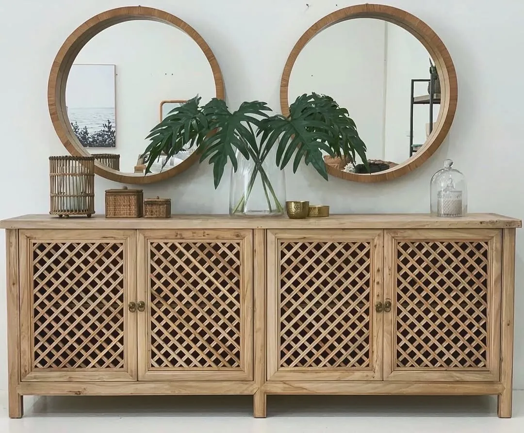 Wooden Lattice Sideboard Cabinet