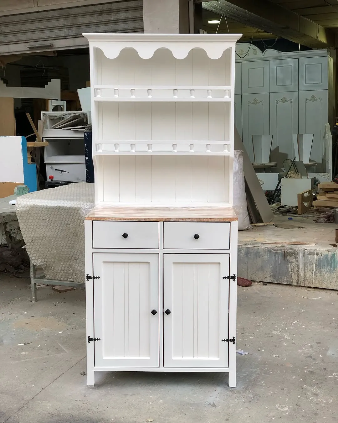 White Wooden Kitchen Hutch Cabinet