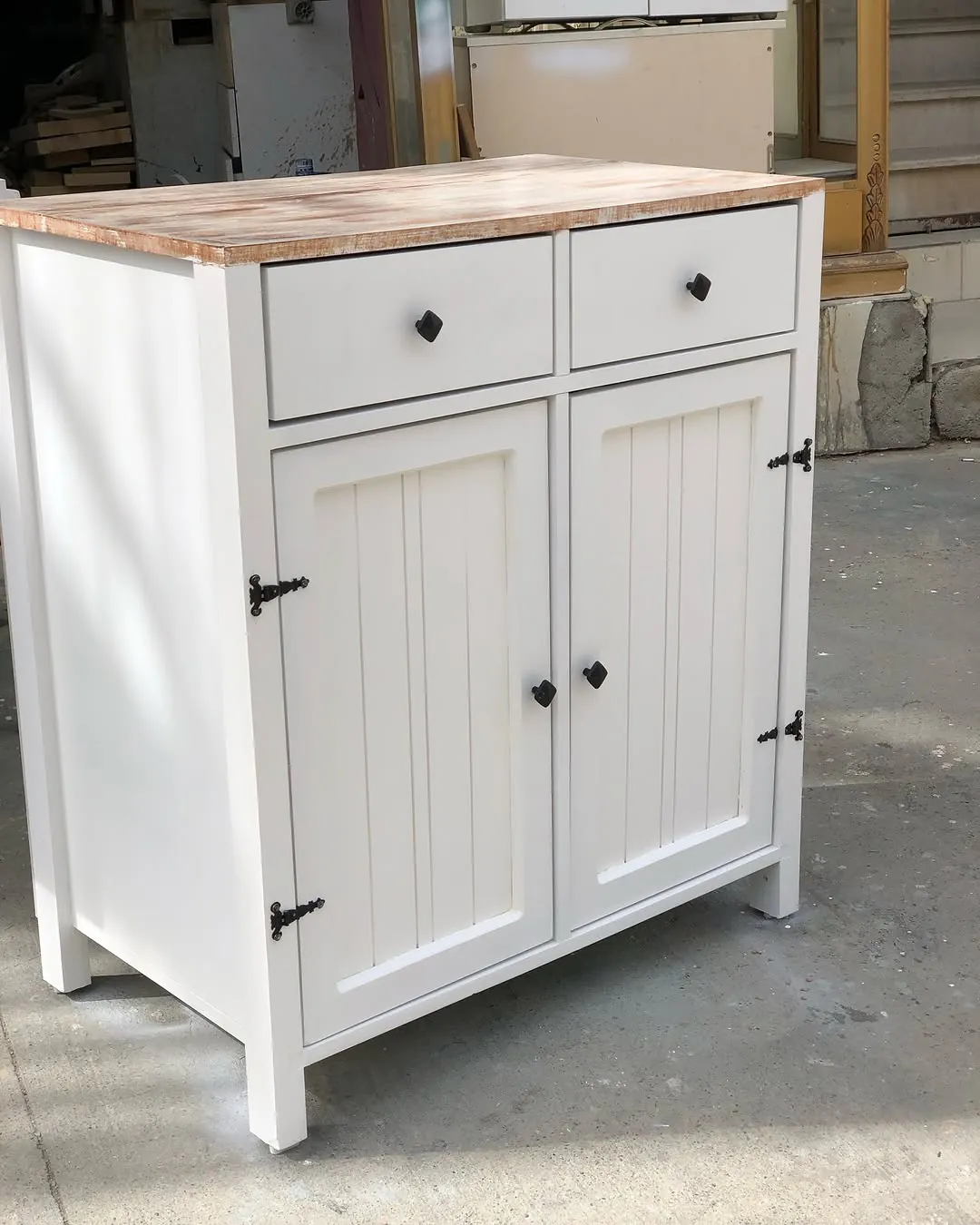 White Wooden Kitchen Hutch Cabinet