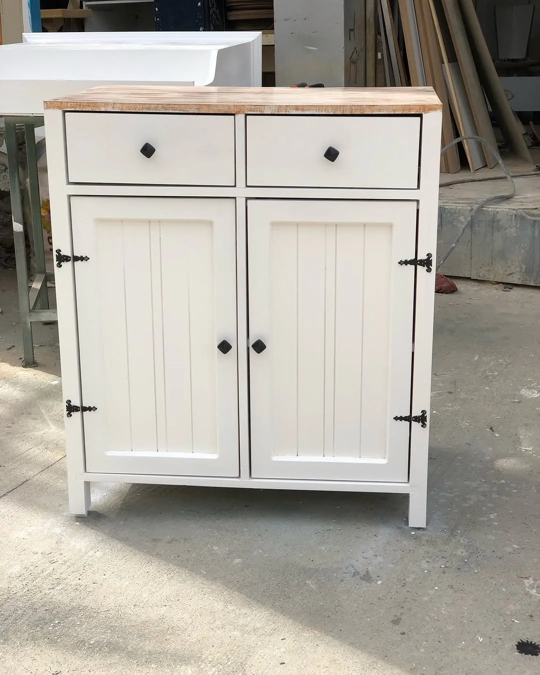 White Wooden Kitchen Hutch Cabinet