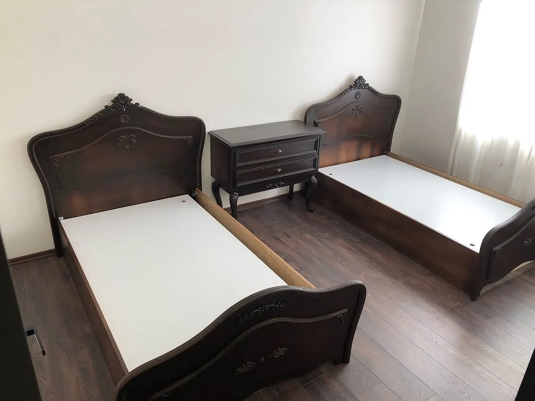 Classic Wooden Single Beds with Nightstand