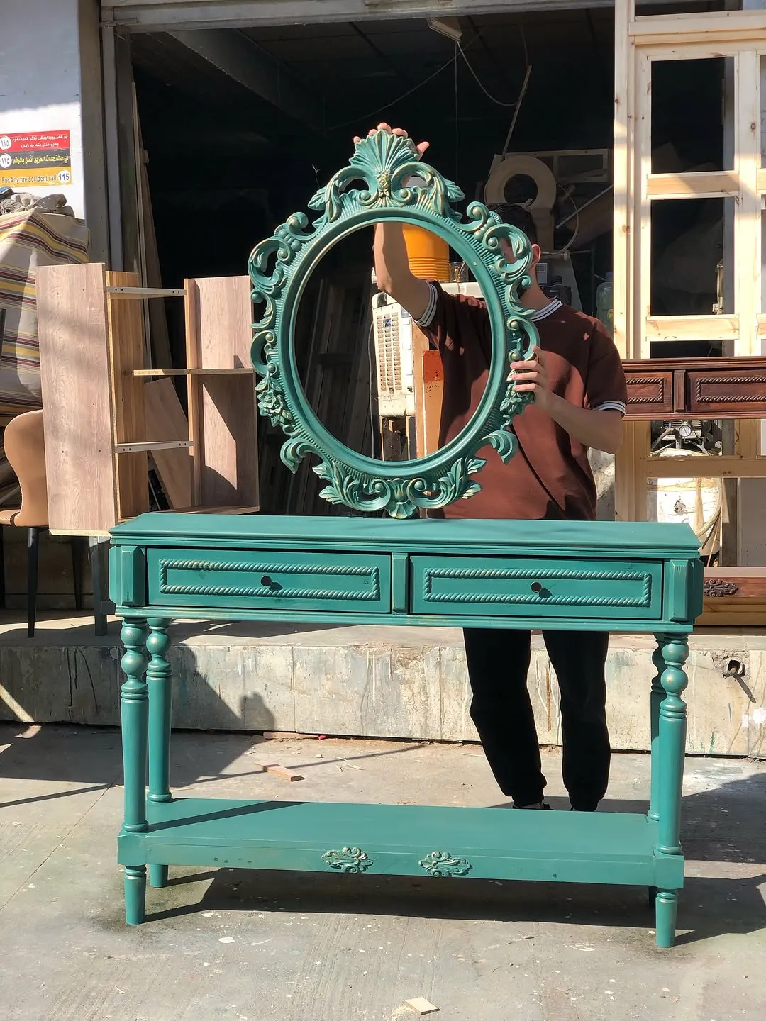 Ornate Dressing Table with Mirror
