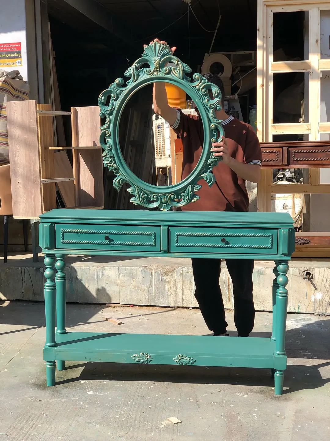 Ornate Dressing Table with Mirror