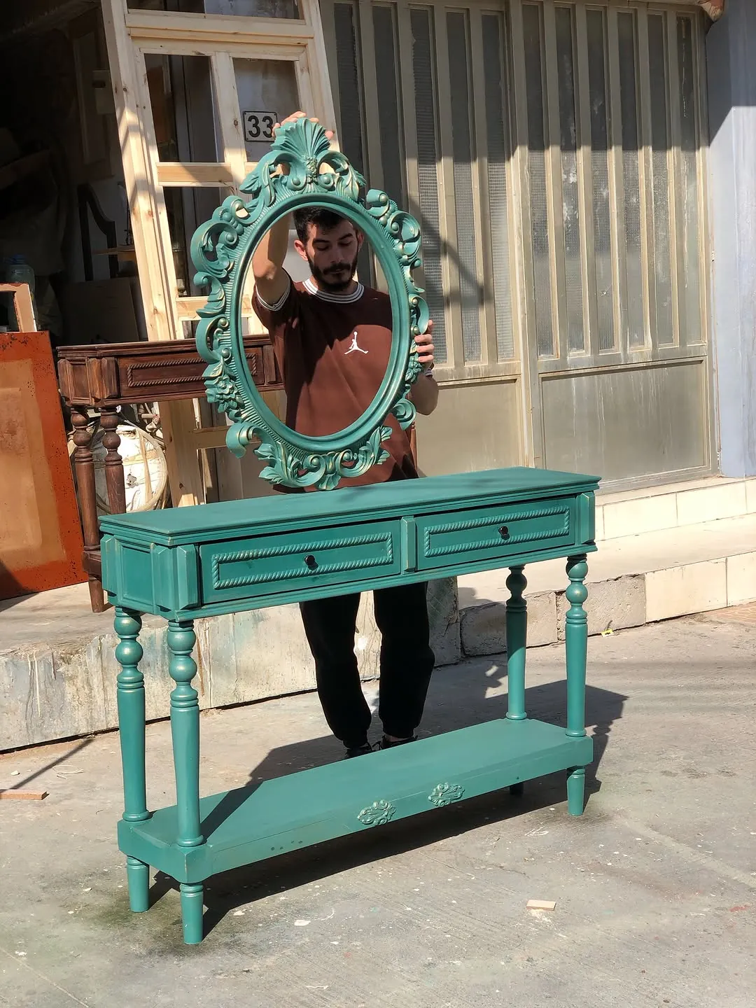 Ornate Dressing Table with Mirror