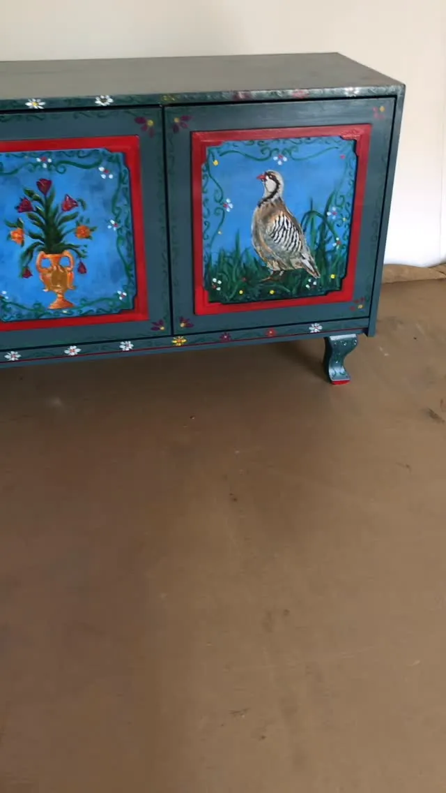 Hand-Painted Decorative Cabinet