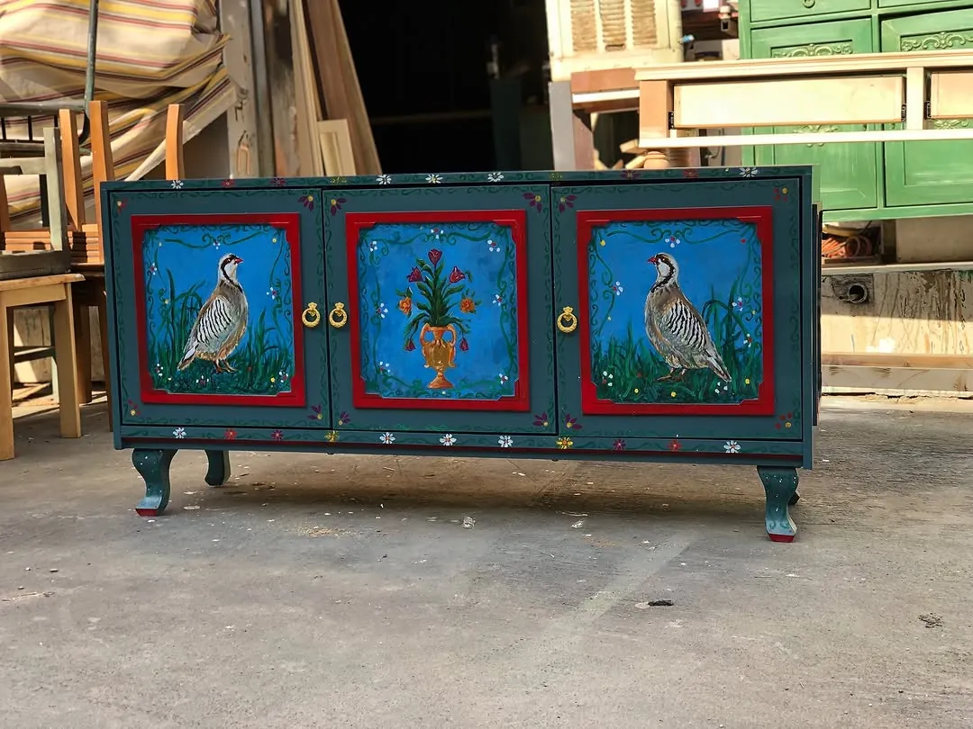 Hand-Painted Decorative Cabinet