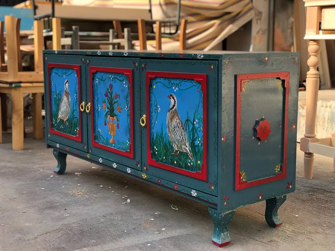Hand-Painted Decorative Cabinet