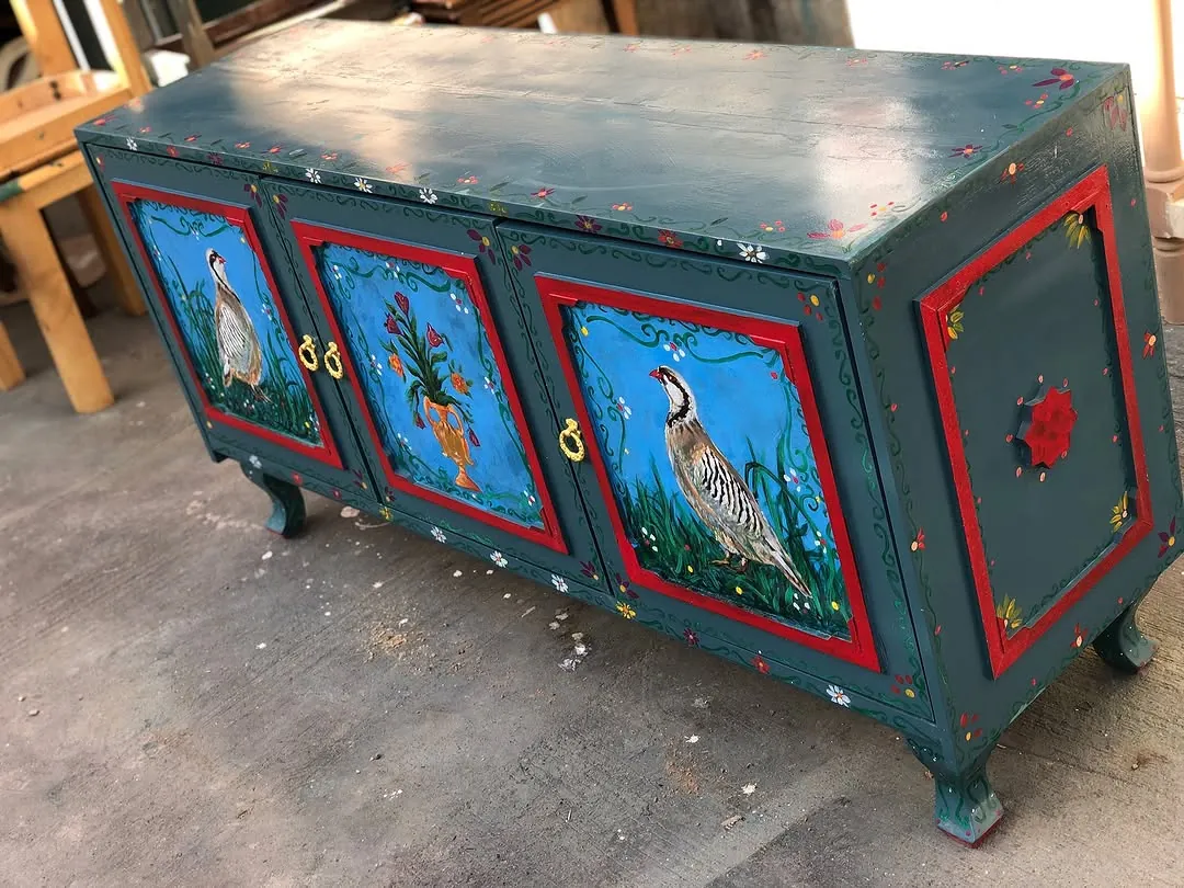 Hand-Painted Decorative Cabinet