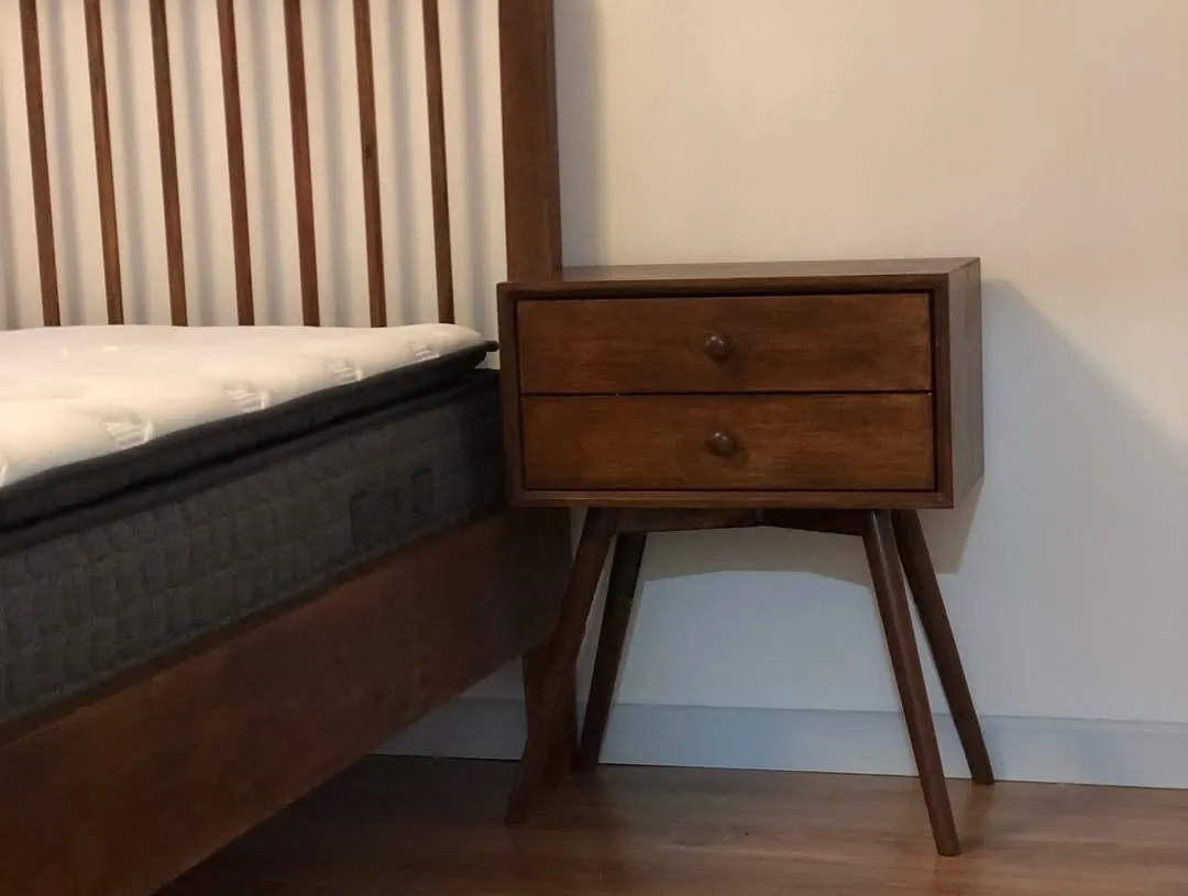 Wooden Bed Set with Side Tables