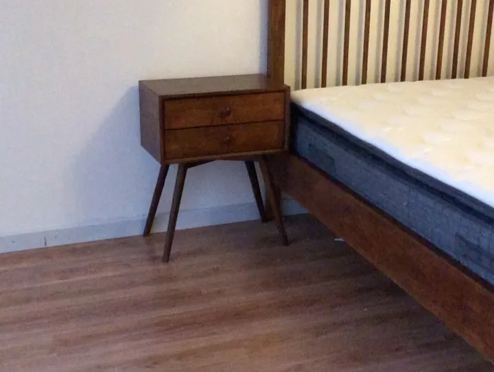 Wooden Bed Set with Side Tables