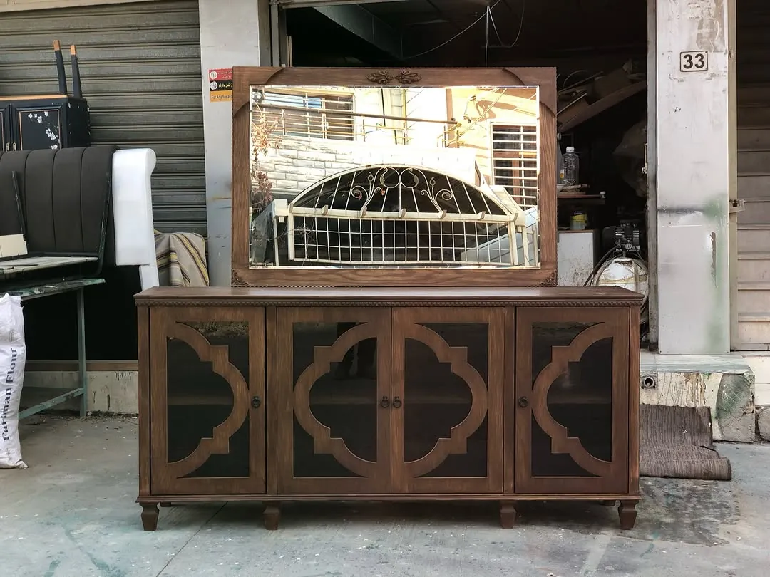 Wooden Vanity Dresser with Mirror