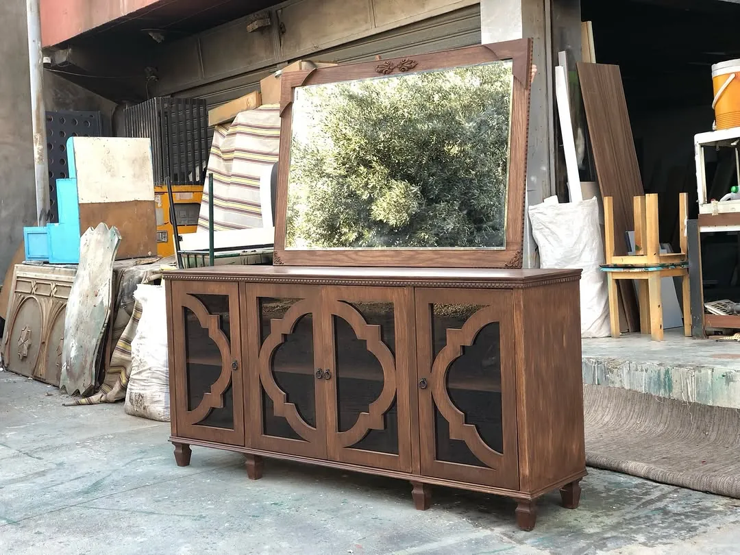 Wooden Vanity Dresser with Mirror