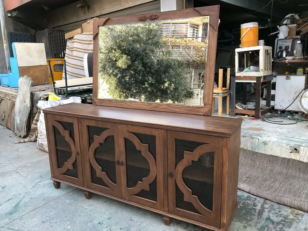 Wooden Vanity Dresser with Mirror