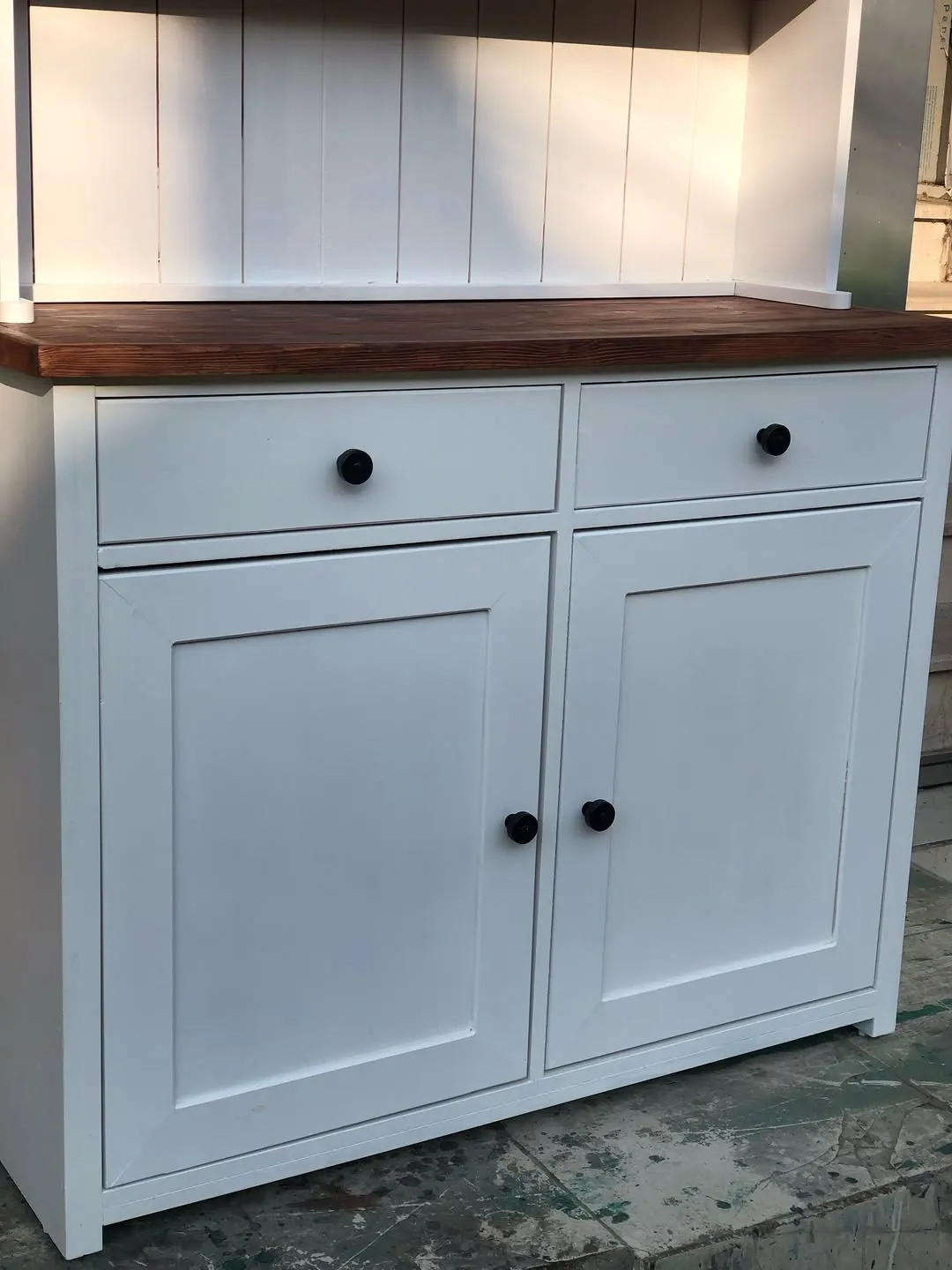 White Cabinet with Wooden Shelves
