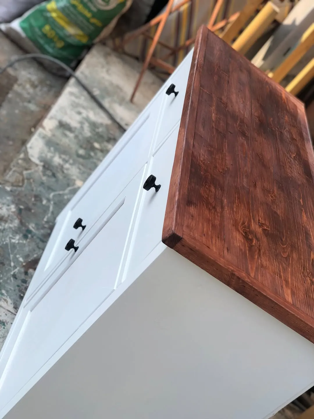 White Cabinet with Wooden Shelves