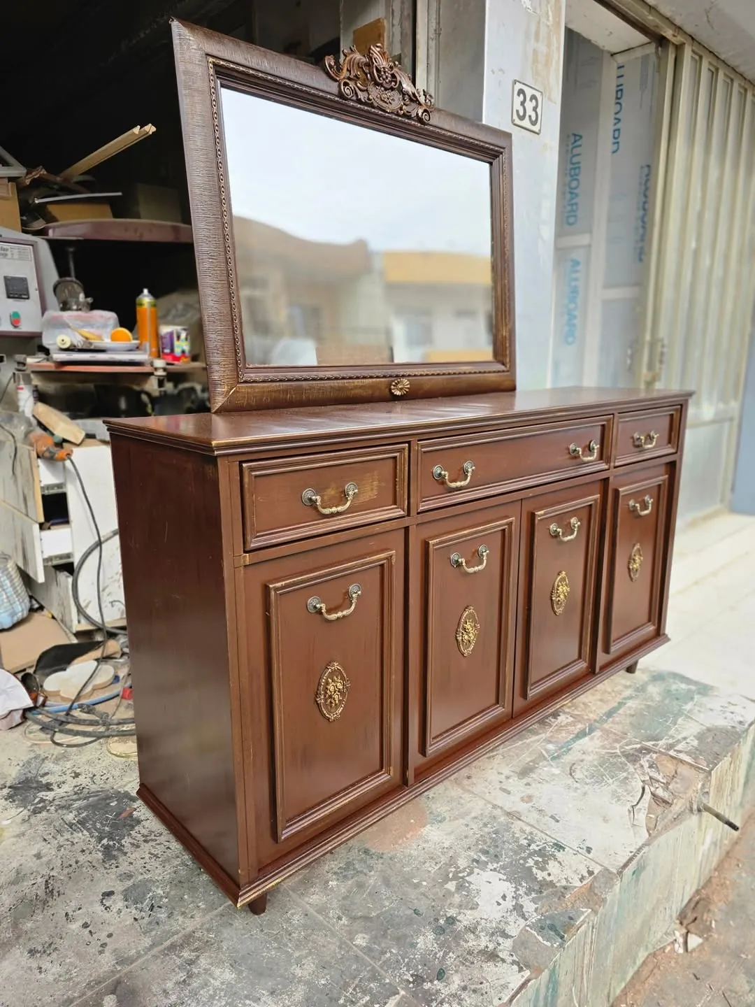 Wooden Dresser with Mirror