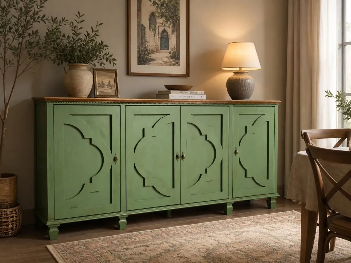 Decorative Green Wooden Sideboard