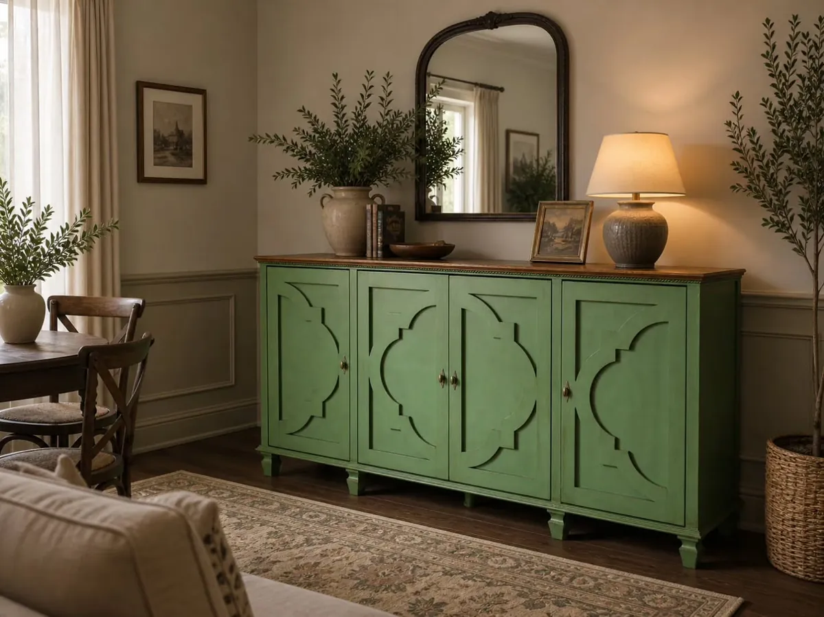 Decorative Green Wooden Sideboard