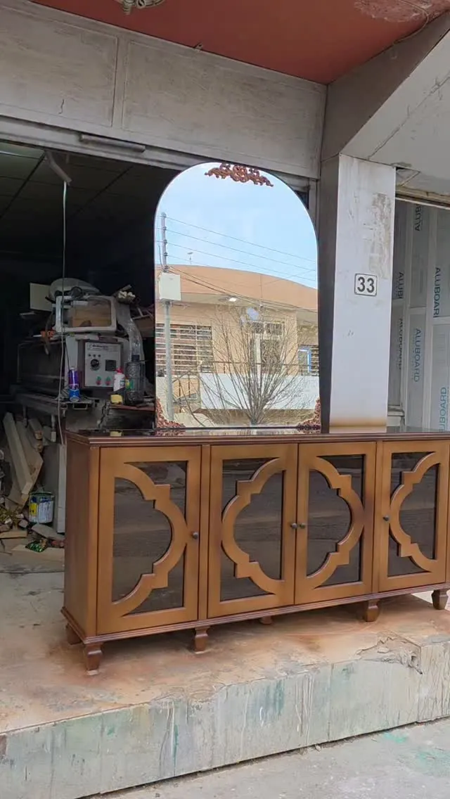 Wooden Console Table with Mirror