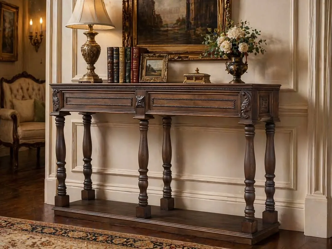 Handcrafted Artistic Wooden Console Table