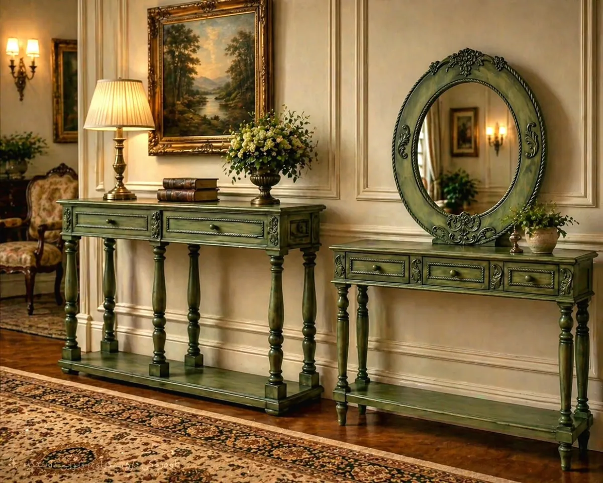 Classical Console Table Set with Mirror