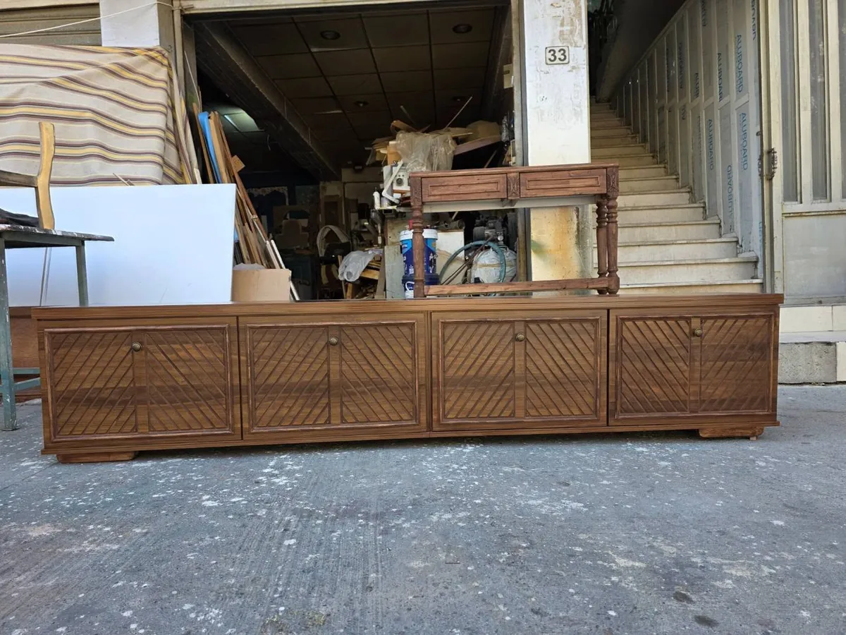 Wooden TV Stand with Floating Shelves