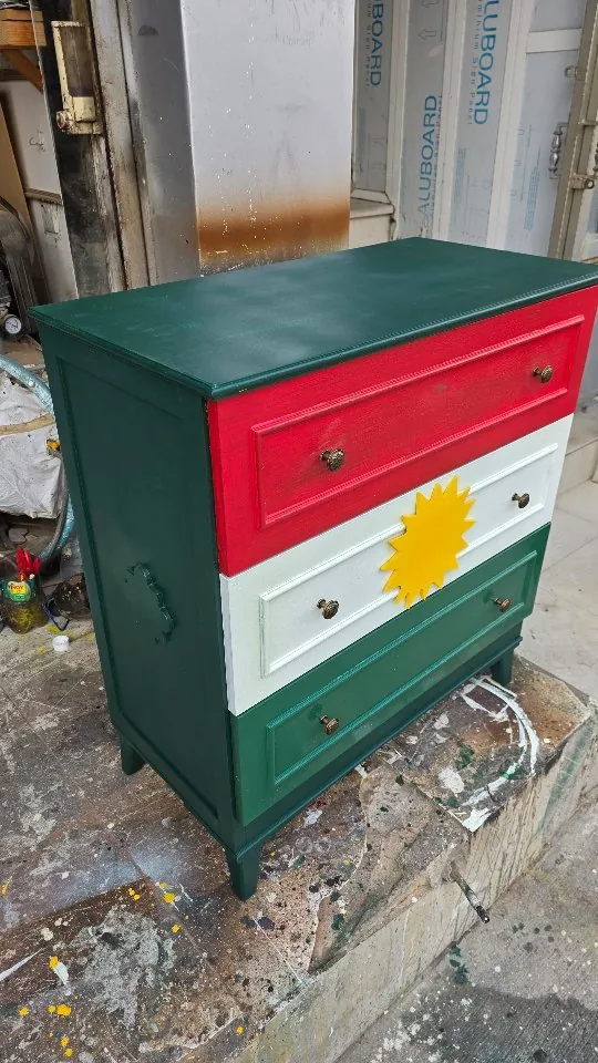 Kurdistan Flag Painted Cabinet
