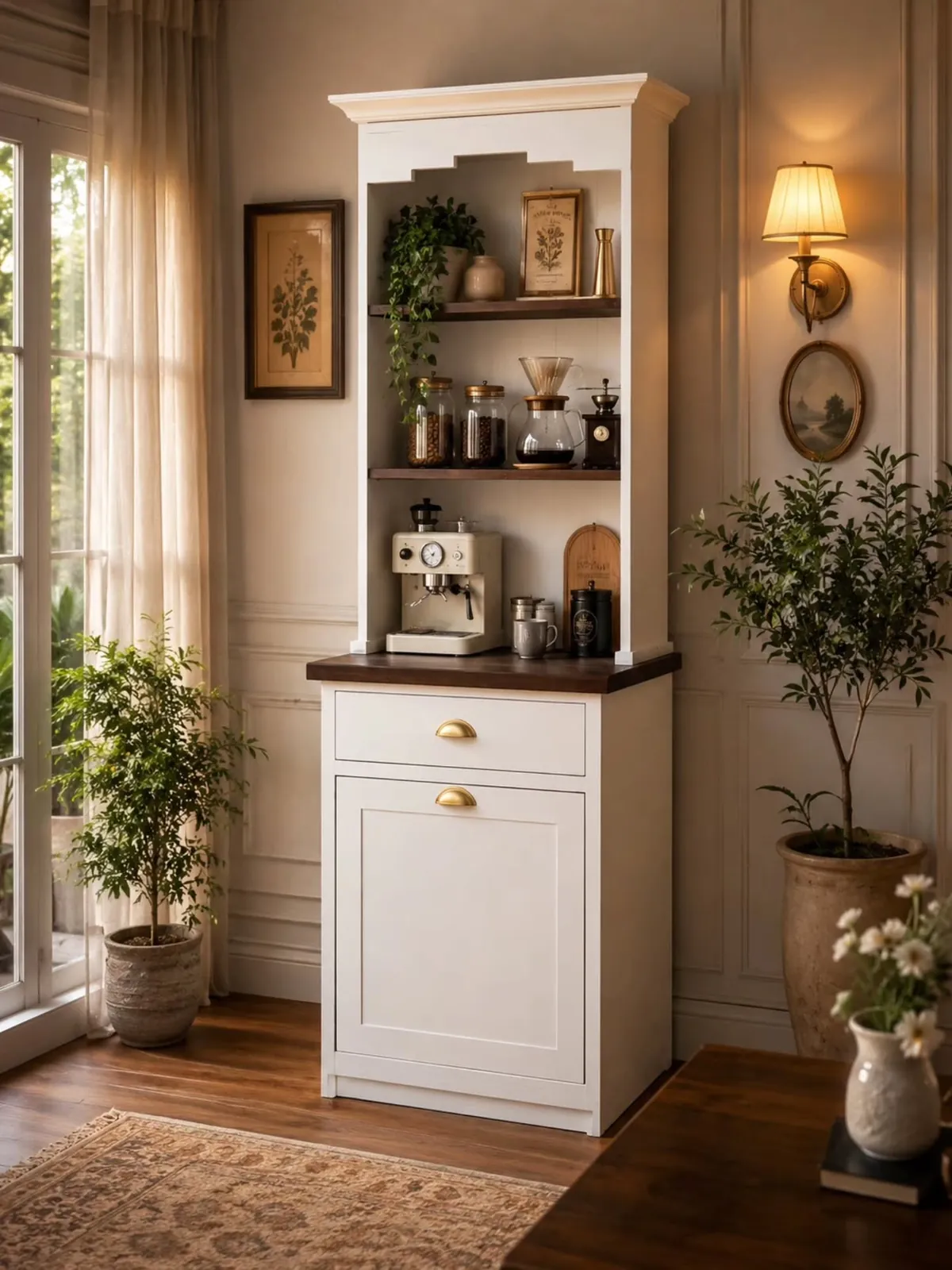 White Coffee Station Cabinet