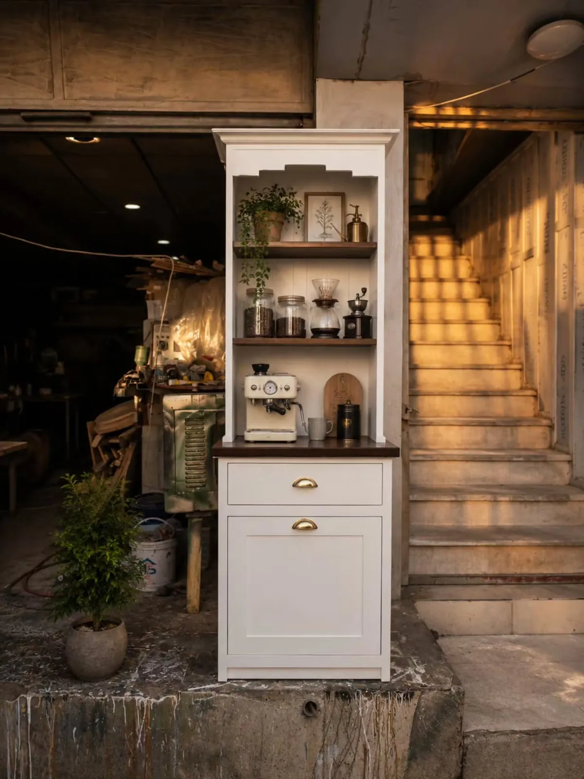 White Coffee Station Cabinet