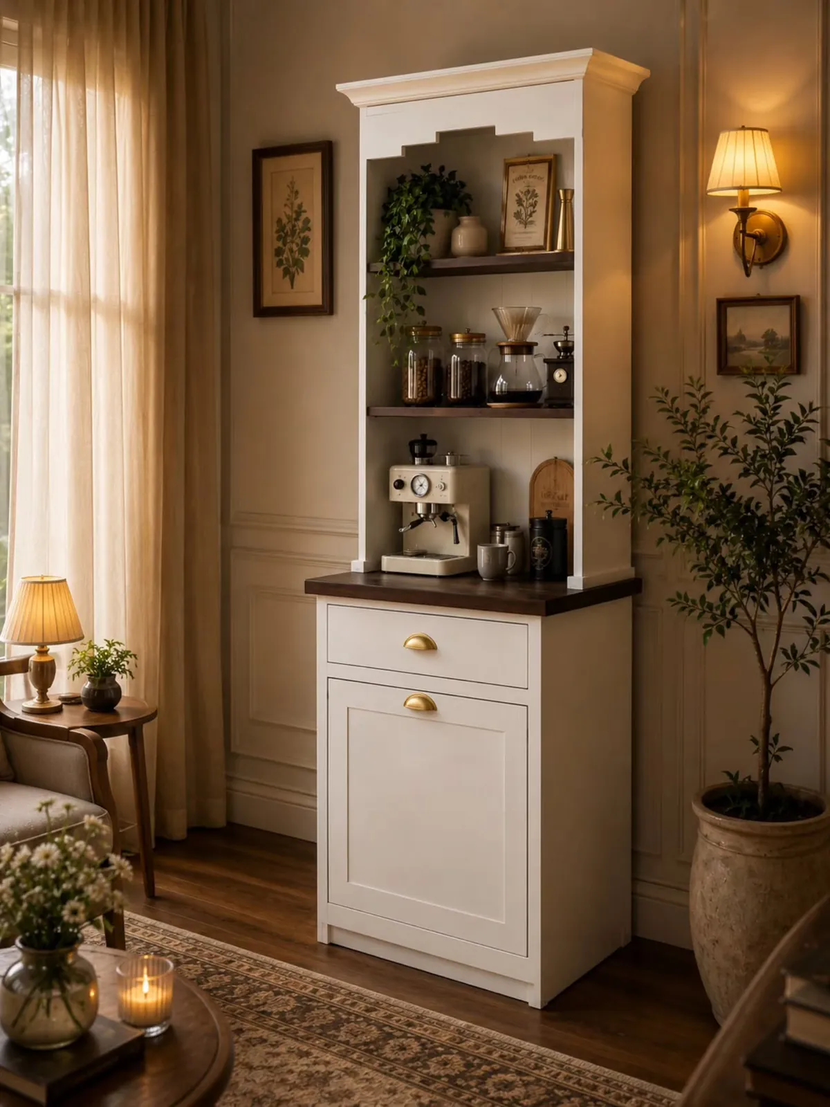 White Coffee Station Cabinet