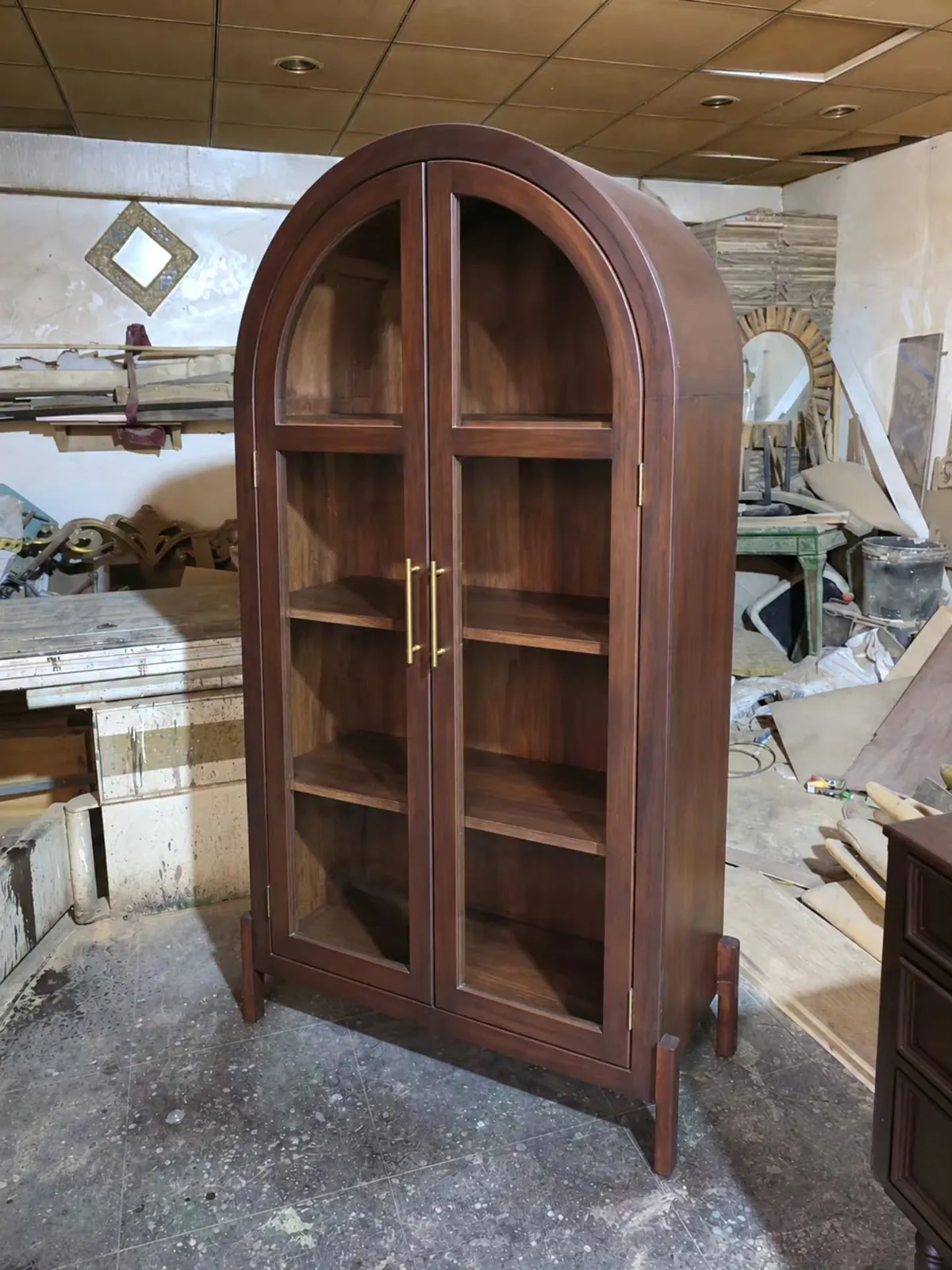 Arched Wooden Display Cabinet