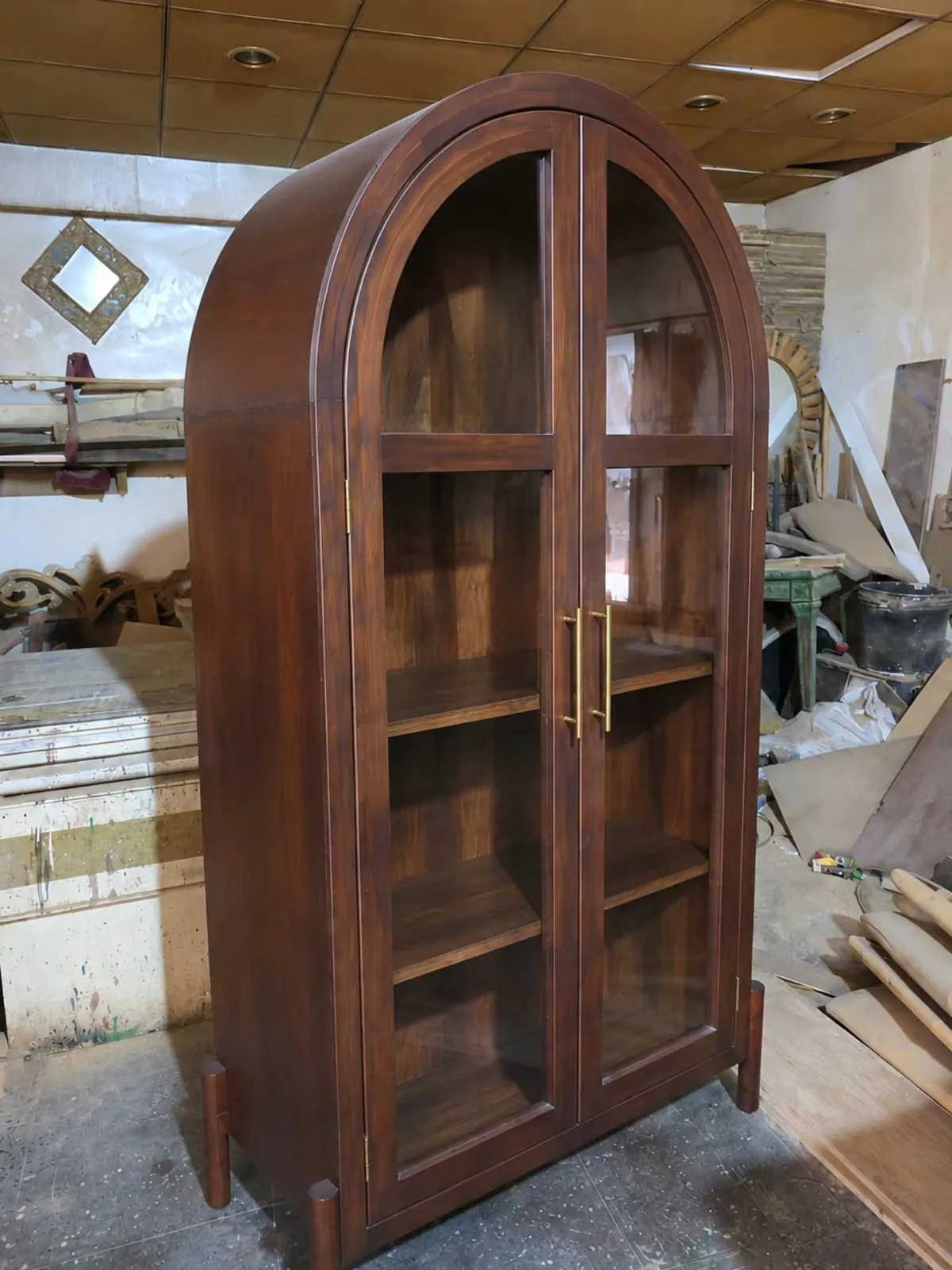 Arched Wooden Display Cabinet