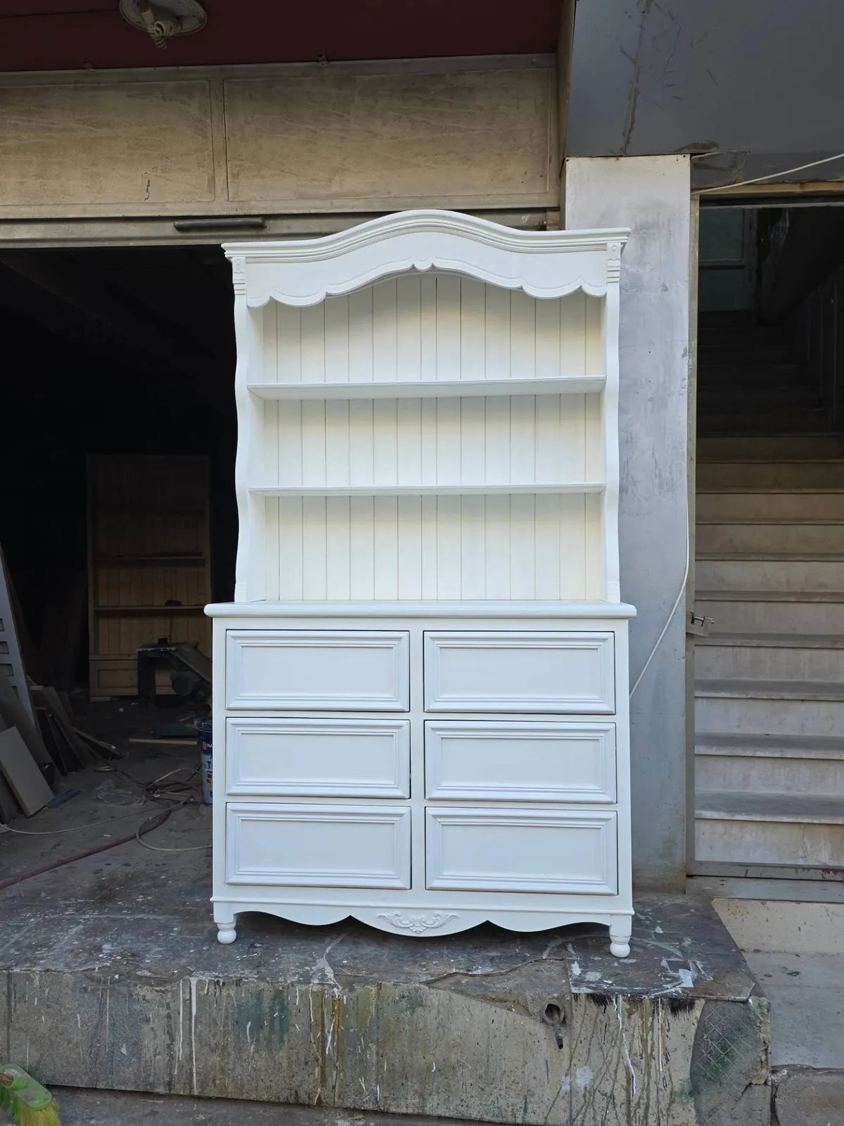 White Decorative Dresser with Shelves