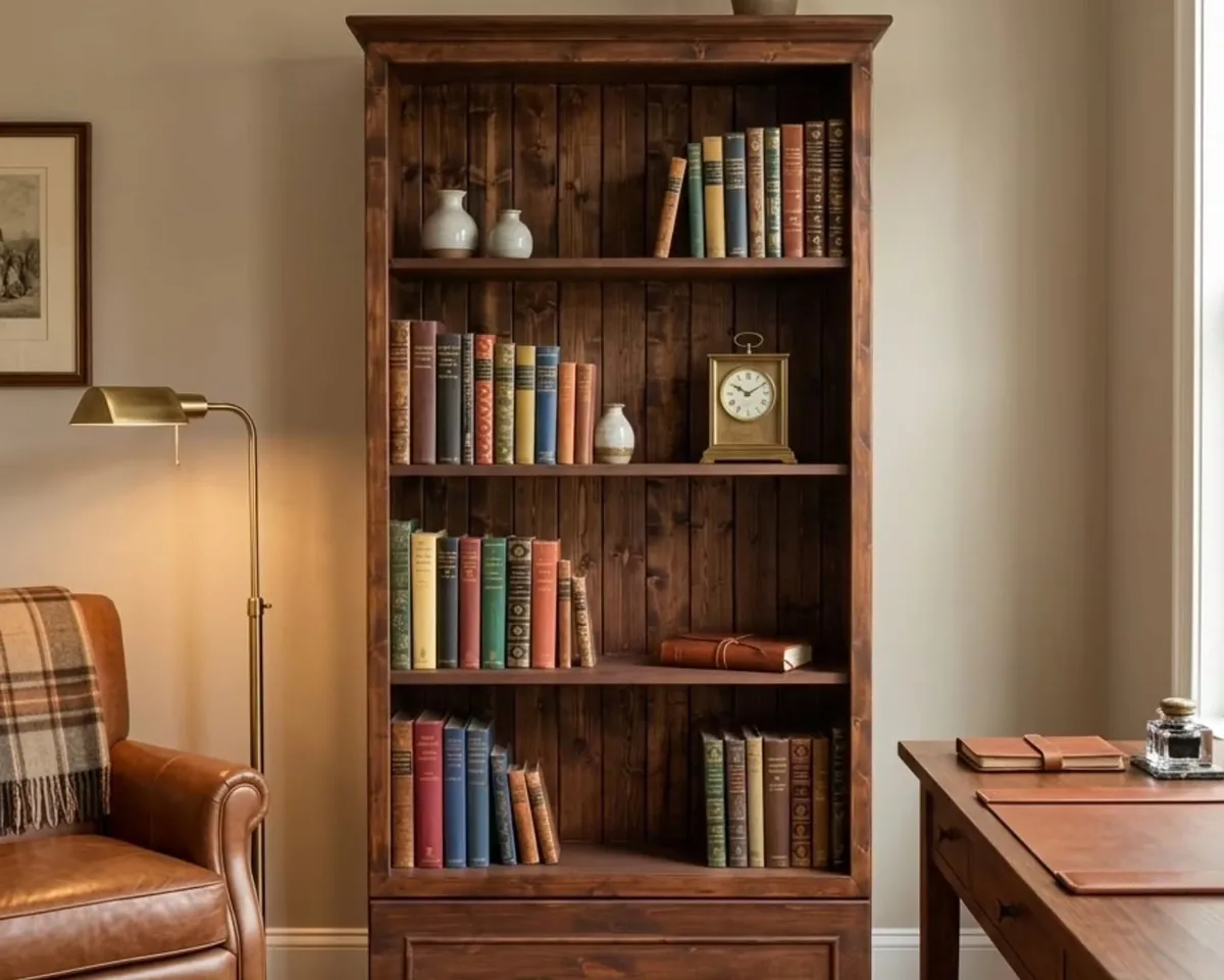 Wooden Bookcase and Sideboard Set