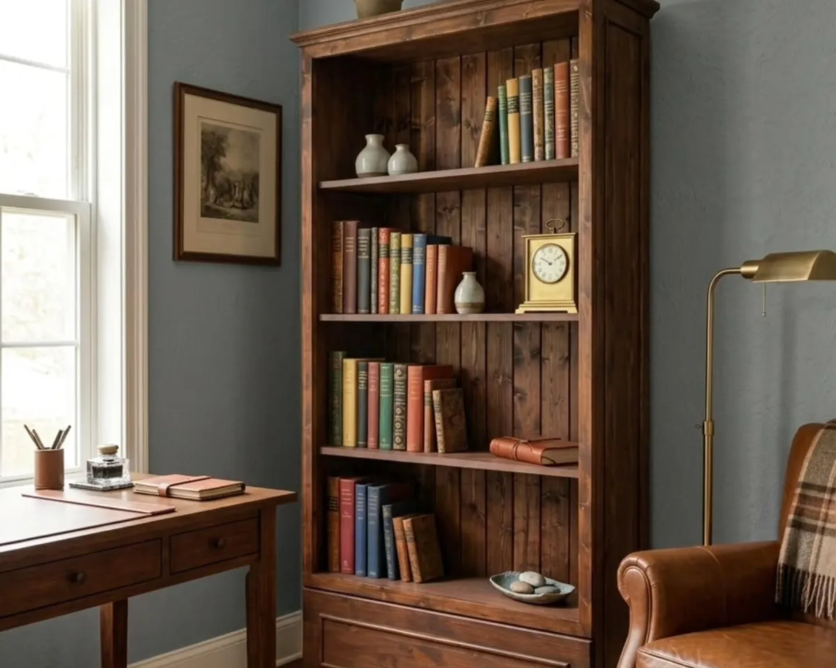 Wooden Bookcase and Sideboard Set