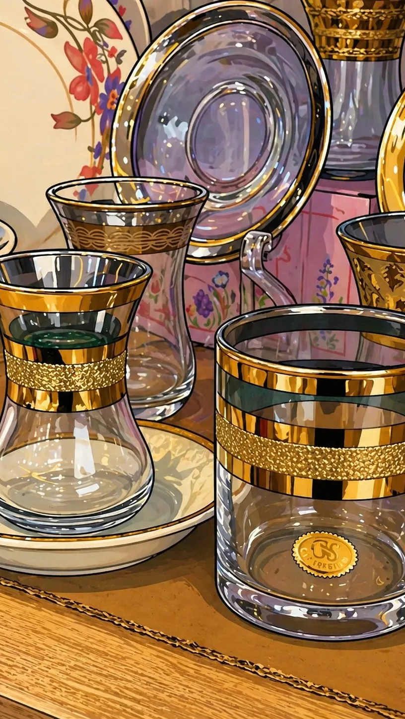 Gold-trimmed glassware set