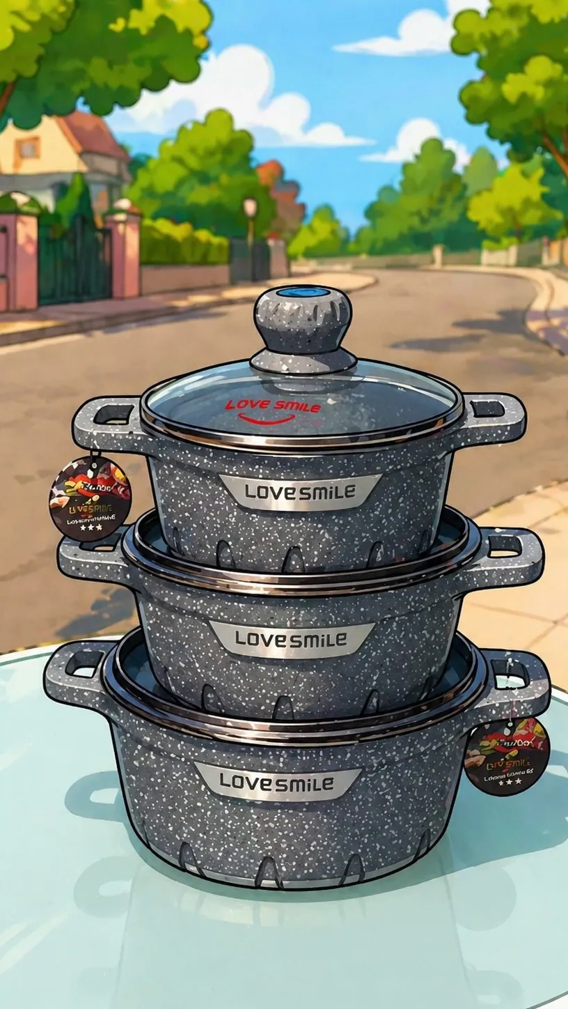 Love Smile 3-Piece Cooking Pot Set